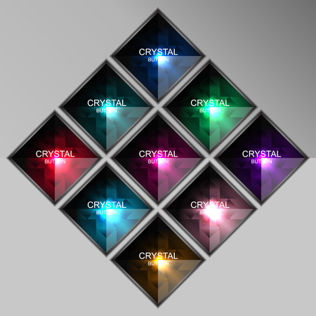 set of crystal square button, vector illustrationのイラスト素材