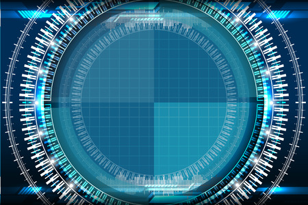 Abstract technology circles blue background with light effect, vector illustrationのイラスト素材