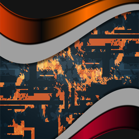 Abstract Design with grunge texture, orange gray red lines illustrationのイラスト素材