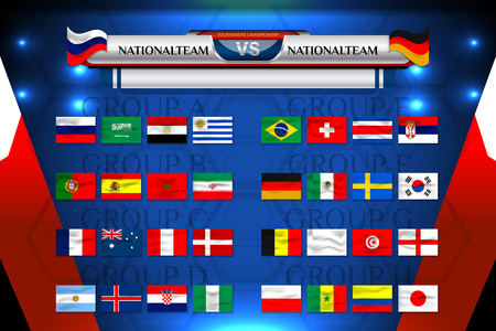 Vector Illustration Graphic of Scoreboard Broadcast and Lower Thirds Template with group table for soccer world tournament championshipのイラスト素材