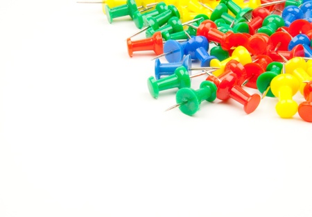 Push pins against a white background の写真素材