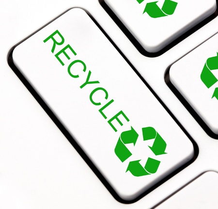 Green recycle keyboard key の写真素材