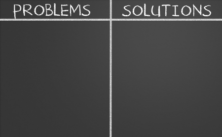 problems and solutions list on a chalkboardの写真素材