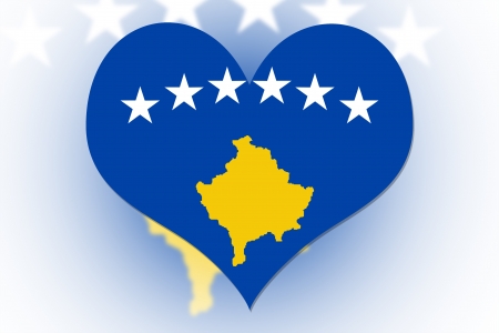 Kosovo Flag in the shape of a heartの写真素材