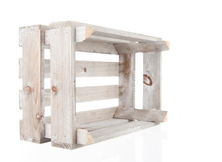 A vintage wooden crate on white backgroundの写真素材