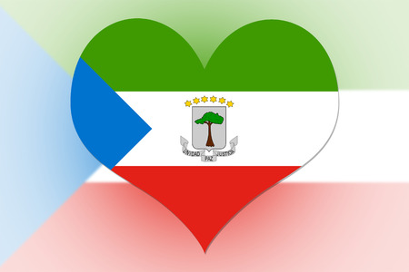 Equatorial Guinea Flag in the shape of a heartの写真素材