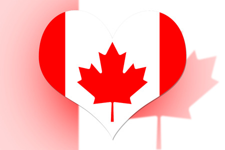 Canada Flag in the shape of a heartの写真素材