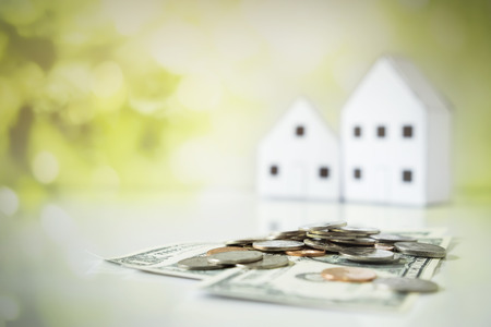 Copyspace of save money for house concept on blurred background.?の写真素材