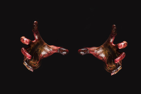 Blood zombie hands on back background,zombie theme, halloween themeの写真素材
