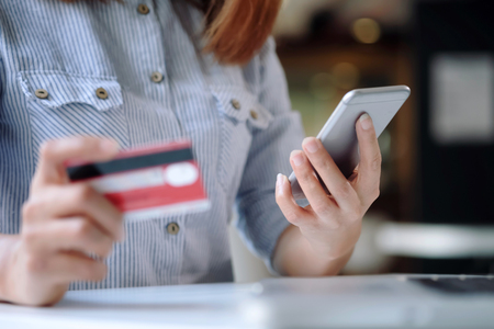 Online shopping. Customer shopping online pay by credit card.の写真素材