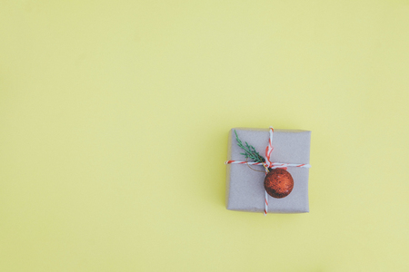 Christmas composition. Flat lay, top view. Christmas gift.の写真素材