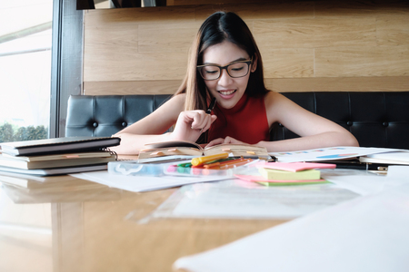 Woman reading a book. Education, Academic, Learning Reading and Exam concept