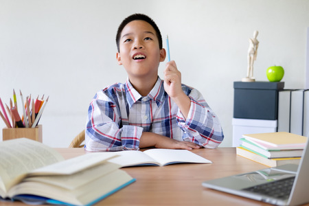 Back to school! Education and learning concept.  Kid is learning in class.の写真素材