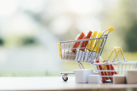 Business theme internet online shopping and delivery background concept.の写真素材