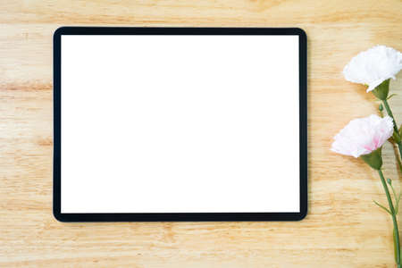 Digital tablet mockup on office working table