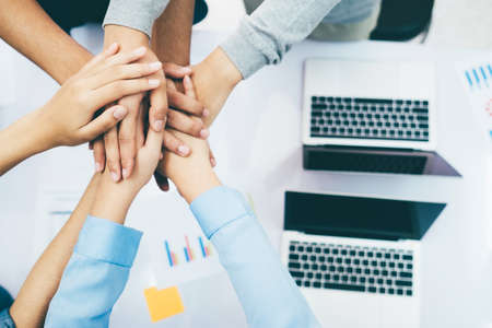 Hands of success startup business teamwork.Teamwork Togetherness Collaboration Concept.の写真素材