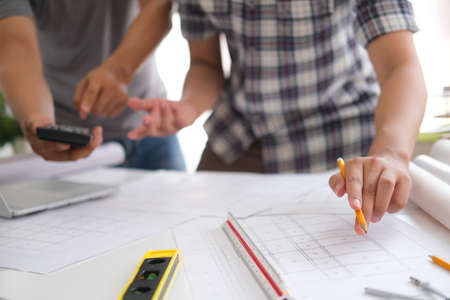 Architectural building design and construction plans.の写真素材