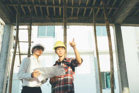 Engineer meeting for architectural projectの写真素材