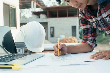 Architectural building design and construction plans.の写真素材
