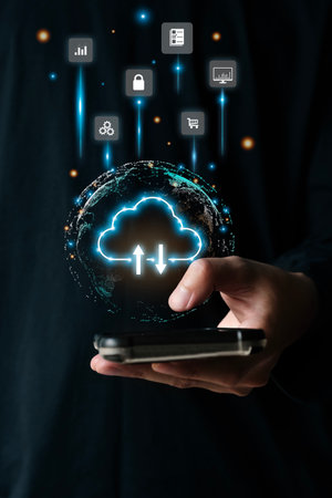 Cloud technology. Data storage. Networking and internet service concept.