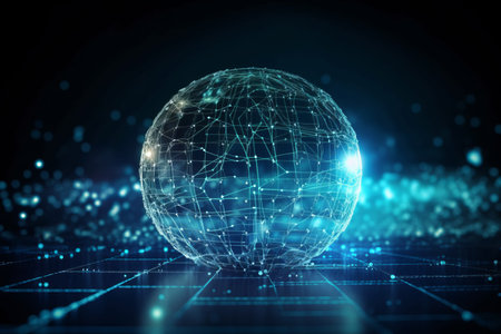 An abstract of a digital globe data is a scientific technology which surrounded by connectivity. Generative AIの素材