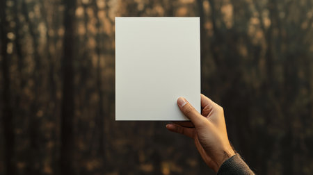 Hand holding a white card with no writing on itの写真素材