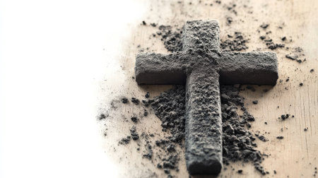 Cross is covered in dirt and ashの写真素材