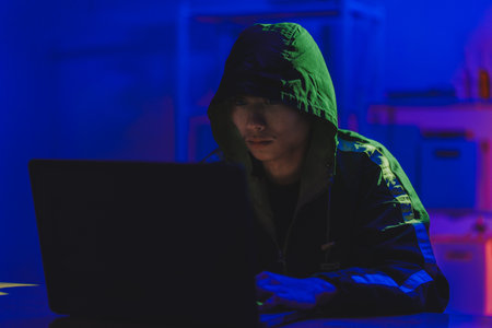 Hacker cyberattack representing data breach and cybersecurity threat in digital system