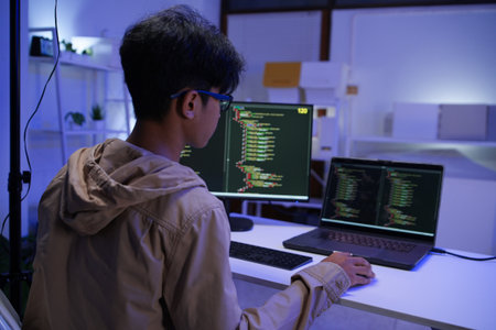 Development programmer working in website a software and coding technologyの写真素材