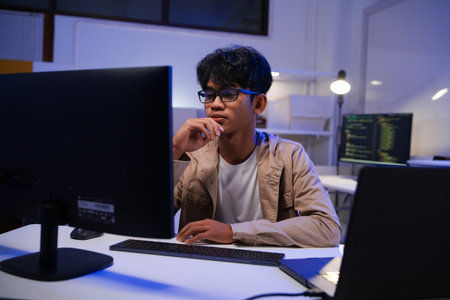 Development programmer working in website a software and coding technologyの写真素材