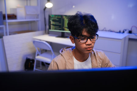 Development programmer working in website a software and coding technology