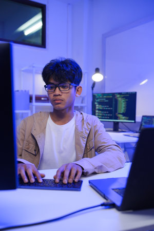 Development programmer working in website a software and coding technologyの写真素材