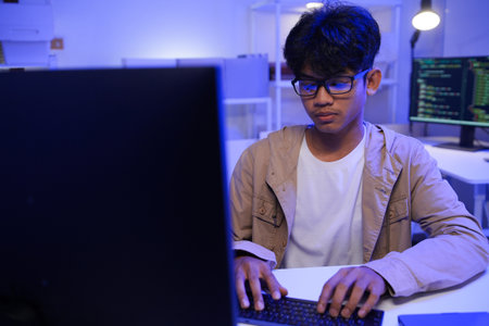 Development programmer working in website a software and coding technologyの写真素材