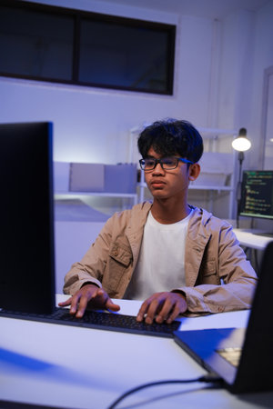 Development programmer working in website a software and coding technology
