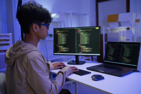 Development programmer working in website a software and coding technologyの写真素材