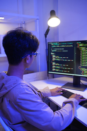 Development programmer working in website a software and coding technologyの写真素材