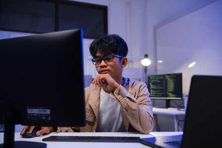 Development programmer working in website a software and coding technologyの写真素材