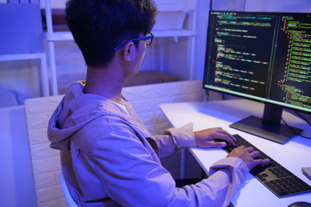 Development programmer working in website a software and coding technologyの写真素材