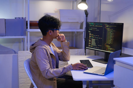 Development programmer working in website a software and coding technologyの写真素材