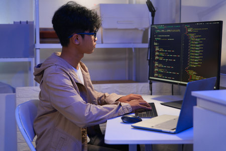 Development programmer working in website a software and coding technologyの写真素材