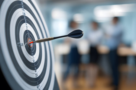 Black and white target with a red arrow pointing to the center