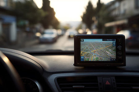 Car dashboard with a GPS device