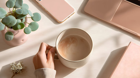 Soft light bathes a cozy workspace