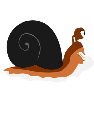 brown angry snail with black shellのイラスト素材