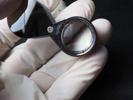 Close up shoot of jeweler loupe that usually used for inspecting gemstone, diamonds, jewelry, etcの写真素材