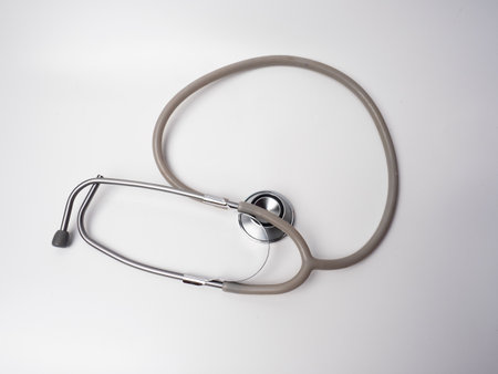 Picture of a stethoscope, a medical device for auscultation, or listening to internal sounds of an animal or human body isolatedの写真素材