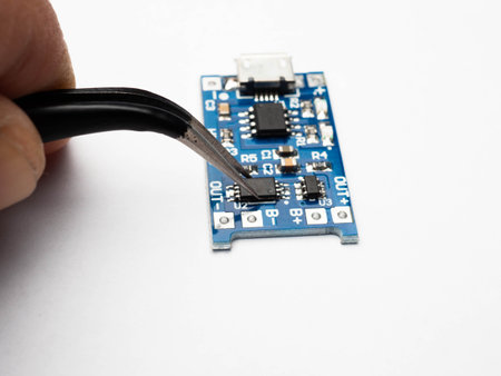 close up shoot of a battery charging and protector module isolated