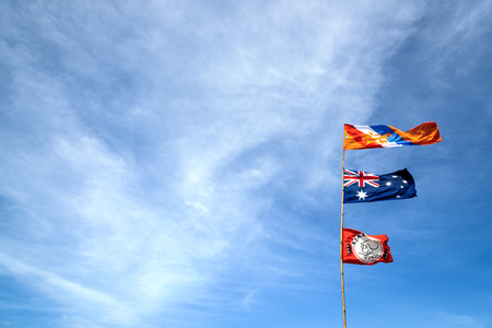 Netherlands, australia, ajax flag on the blue sky