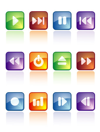 glossy music buttons for web and internetのイラスト素材