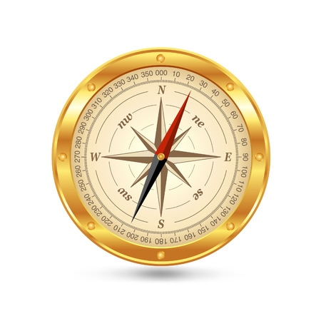 Vector illustration of golden compass isolated on whiteのイラスト素材